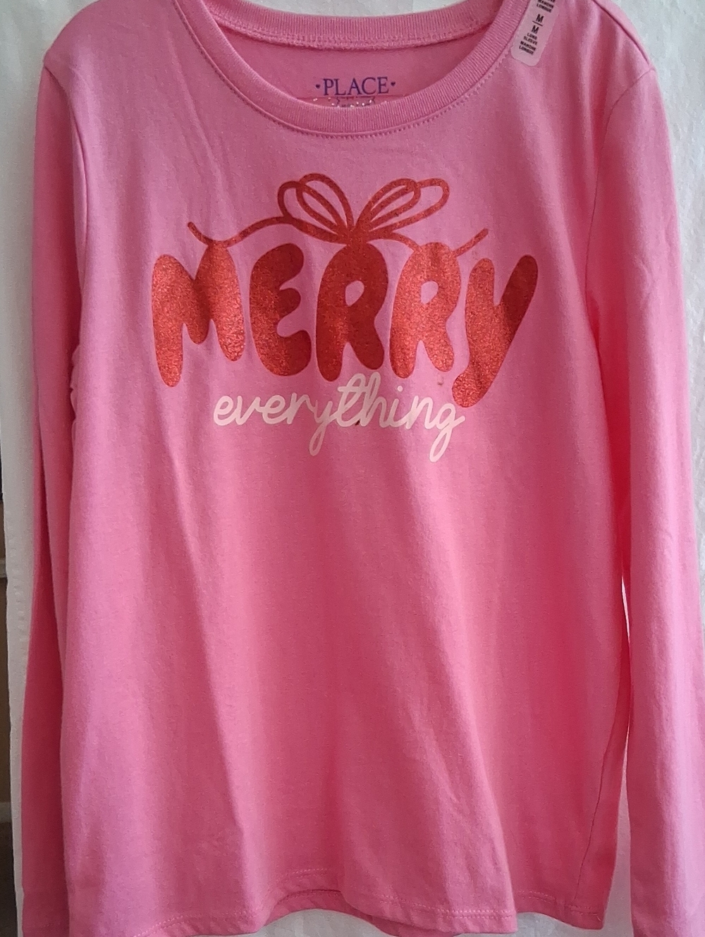 Place Pink Long Sleeve "Merry Everything" Graphic Tee